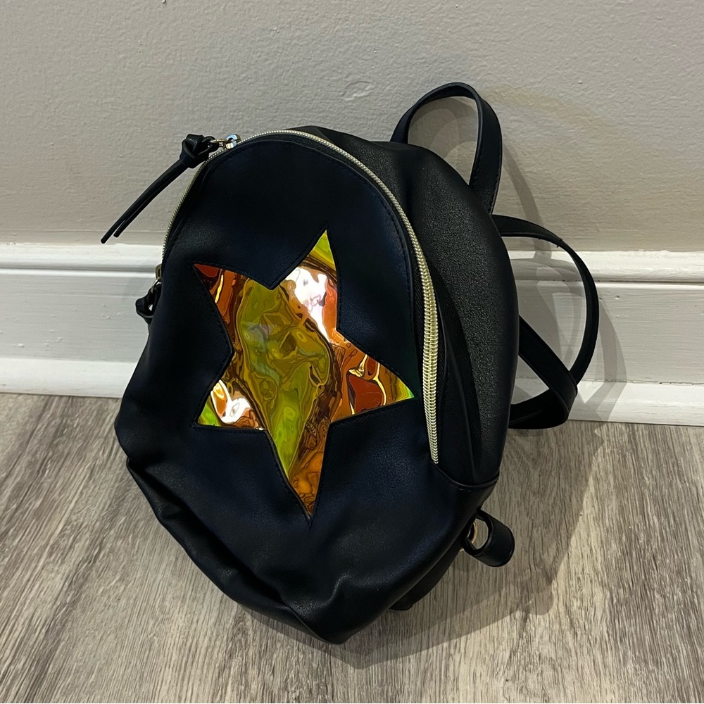 Black Backpack with Gold Star Accent